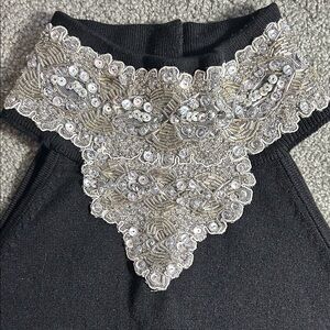 INC Elegant Black Sleeveless Top with Silver Embellishments